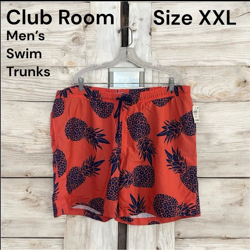 Club Room Salmon W/Blue Pineapples Quick Dry Men’s Swim Trunks Sz XXL NWT